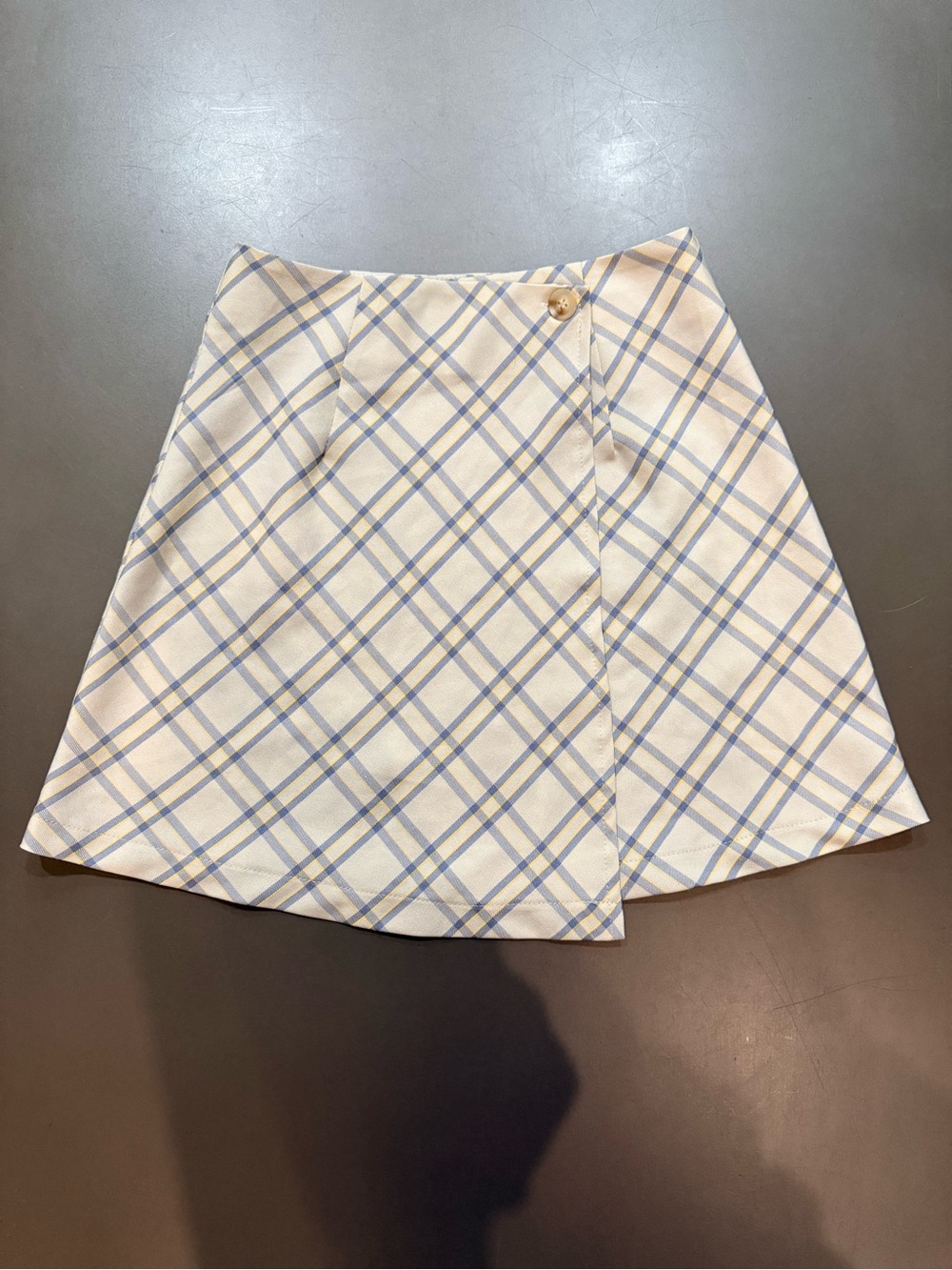 Princess Polly Mini Skirt - Blue and Cream Plaid A-Line - Size 2